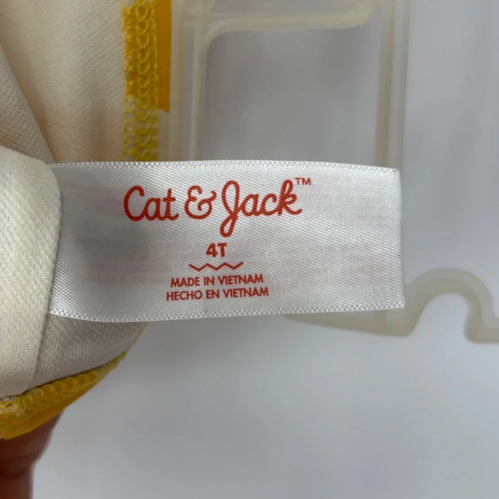 Cat & Jack Bikini Top Kids 4T Yellow White Heart Print Swim Beach Summer Cute
